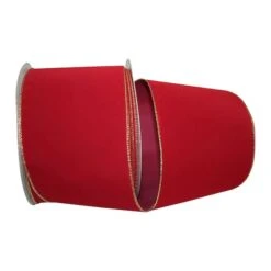 Reliant 6" X 50yd. Velvet Wired Value Ribbon Scarlet/Gold 7 Reliant 6" X 50yd. Velvet Wired Value Ribbon Scarlet/Gold -Holiday Glow D378339S 1 1