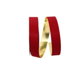 The Ribbon Roll 1.5" Glitter Veltex Gold-Backed Ribbon Medium Red -Holiday Glow D378342S 1 1