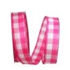 JAM Paper 1.5" X 50yd. Wired Celine Plaid Ribbon Fuchsia -Holiday Glow D378758S 1