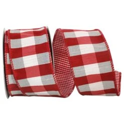 Reliant 2.5" X 10yd. Red 2-Sided Check Wired Ribbon
