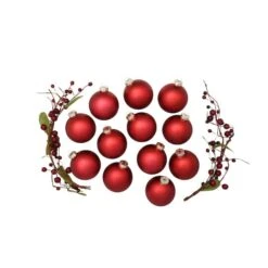 Whitehurst 12ct. 2.75" Matte Glass Ball Ornaments Red Matte -Holiday Glow D384940S 13