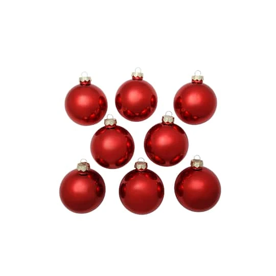 Whitehurst 8ct. 3.25" Shiny Glass Ball Ornaments Red Shiny 5 Whitehurst 8ct. 3.25" Shiny Glass Ball Ornaments Red Shiny - Image 3