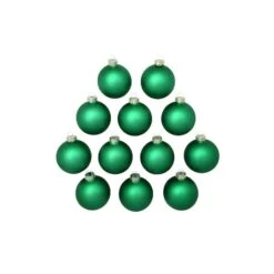 Whitehurst 12ct. 2.75" Matte Glass Ball Ornaments Green Matte -Holiday Glow D384952S 12