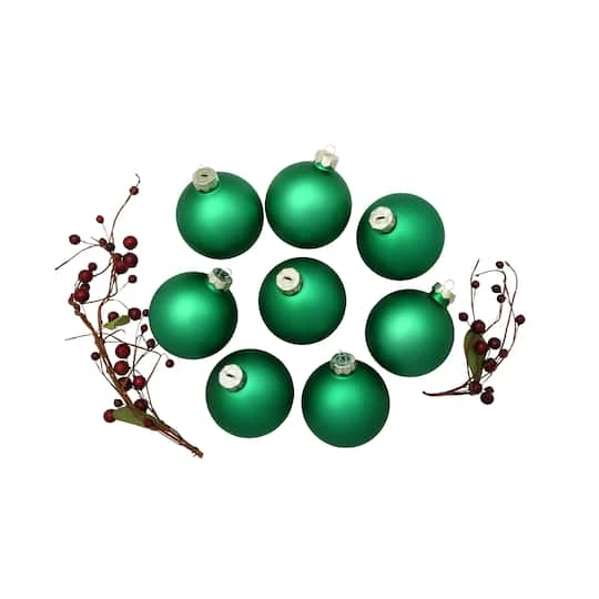 Whitehurst 8ct. 3.25" Matte Glass Ball Ornaments Green Matte 6 Whitehurst 8ct. 3.25" Matte Glass Ball Ornaments Green Matte - Image 4