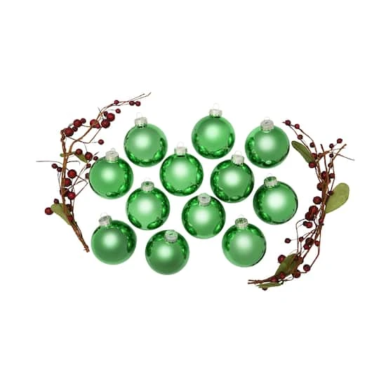 Whitehurst 12ct. 2.75" Shiny Glass Ball Ornaments Green Shiny 6 Whitehurst 12ct. 2.75" Shiny Glass Ball Ornaments Green Shiny - Image 4