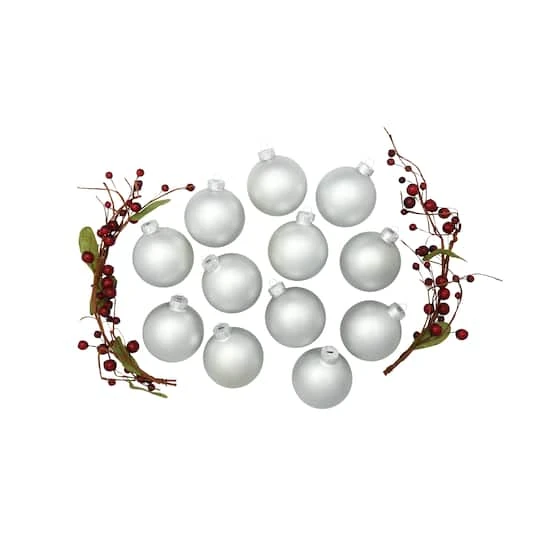 Whitehurst 12ct. 2.75" Matte Glass Ball Ornaments Silver Matte 6 Whitehurst 12ct. 2.75" Matte Glass Ball Ornaments Silver Matte - Image 4