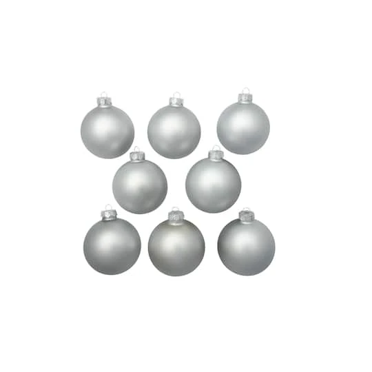 Whitehurst 8ct. 3.25" Matte Glass Ball Ornaments Silver Matte 5 Whitehurst 8ct. 3.25" Matte Glass Ball Ornaments Silver Matte - Image 3