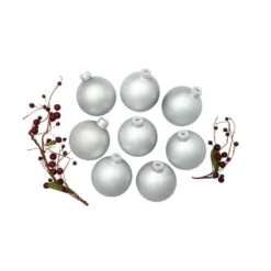 Whitehurst 8ct. 3.25" Matte Glass Ball Ornaments Silver Matte 9 Whitehurst 8ct. 3.25" Matte Glass Ball Ornaments Silver Matte -Holiday Glow D384971S 13