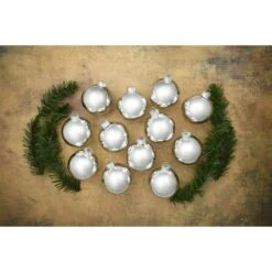 Whitehurst 12ct. 2.75" Shiny Glass Ball Ornaments Silver Shiny -Holiday Glow D384976S 13