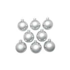 Whitehurst 8ct. 3.25" Shiny Glass Ball Ornaments Silver Shiny -Holiday Glow D384977S 12