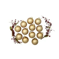 Whitehurst 12ct. 2.75" Matte Glass Ball Ornaments Gold Matte -Holiday Glow D384982S 13