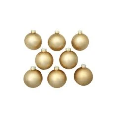 Whitehurst 8ct. 3.25" Matte Glass Ball Ornaments Gold Matte -Holiday Glow D384983S 12