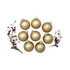 Whitehurst 8ct. 3.25" Matte Glass Ball Ornaments Gold Matte -Holiday Glow D384983S 13