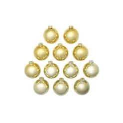 Whitehurst 12ct. 2.75" Shiny Glass Ball Ornaments Gold Shiny -Holiday Glow D384988S 12