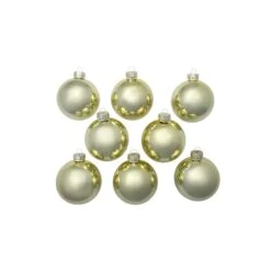 Whitehurst 8ct. 3.25" Shiny Glass Ball Ornaments Gold Shiny -Holiday Glow D384990S 12