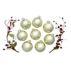 Whitehurst 8ct. 3.25" Shiny Glass Ball Ornaments Gold Shiny -Holiday Glow D384990S 13
