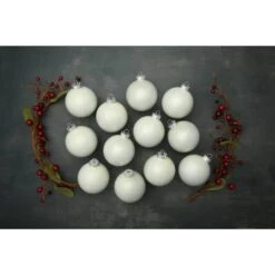 Whitehurst 12ct. 2.75" Pearl Glass Ball Ornaments White Polar Pearl -Holiday Glow D384998S 13