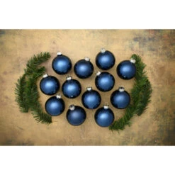 Whitehurst 12ct. 2.75" Shiny Glass Ball Ornaments Midnight Blue Shiny -Holiday Glow D385012S 13
