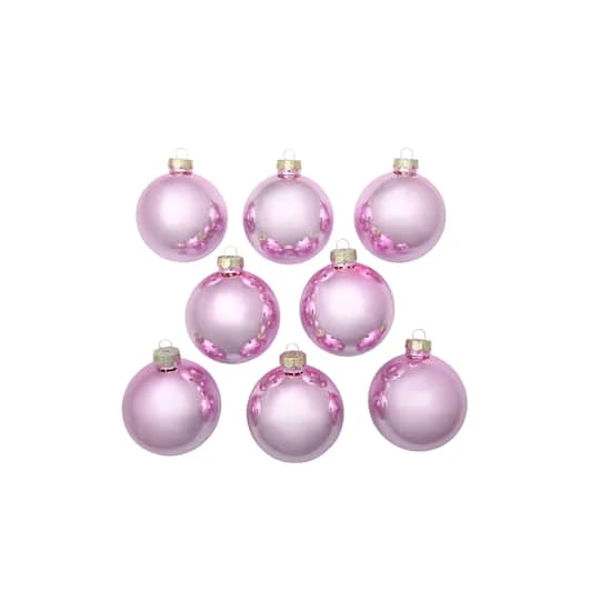 Whitehurst 8ct. 3.25" Shiny Glass Ball Ornaments Baby Pink Shiny 5 Whitehurst 8ct. 3.25" Shiny Glass Ball Ornaments Baby Pink Shiny - Image 3