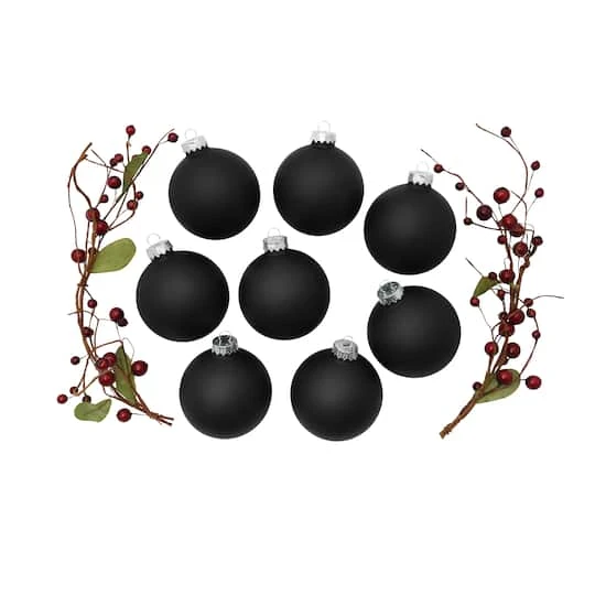 Whitehurst 8ct. 3.25" Matte Glass Ball Ornaments Black Matte 6 Whitehurst 8ct. 3.25" Matte Glass Ball Ornaments Black Matte - Image 4
