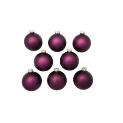 Whitehurst 8ct. 3.25" Matte Glass Ball Ornaments Purple Matte -Holiday Glow D385083S 12