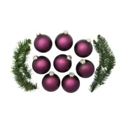 Whitehurst 8ct. 3.25" Matte Glass Ball Ornaments Purple Matte -Holiday Glow D385083S 13