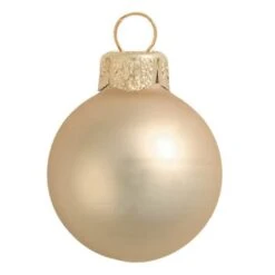 Whitehurst 12ct. 2.75" Matte Glass Ball Ornaments Champagne Matte -Holiday Glow D385124S 1 1