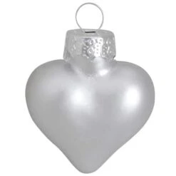 Whitehurst 56ct. 2" Matte Silver Glass Heart Ornaments
