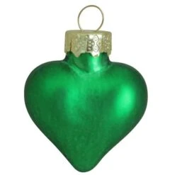 Whitehurst 56ct. 2" Matte Green Glass Heart Ornaments