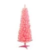 4.5ft. Pre-Lit Flocked Fashion Pink Pencil Artificial Christmas Tree, Clear Lights -Holiday Glow D393487S 1
