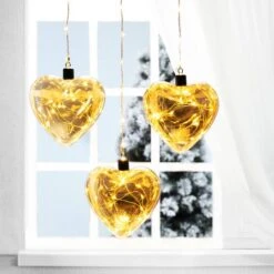 Glitzhome® 26" LED Glass Heart Wall Décor, Set Of 3 12 Glitzhome® 26" LED Glass Heart Wall Décor, Set Of 3 -Holiday Glow D446054S 2