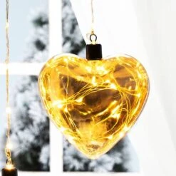 Glitzhome® 26" LED Glass Heart Wall Décor, Set Of 3 13 Glitzhome® 26" LED Glass Heart Wall Décor, Set Of 3 -Holiday Glow D446054S 3