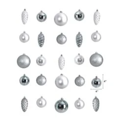 23ct. Silver Shatterproof Lux Christmas Ornament Set 10 23ct. Silver Shatterproof Lux Christmas Ornament Set -Holiday Glow D479034S 2