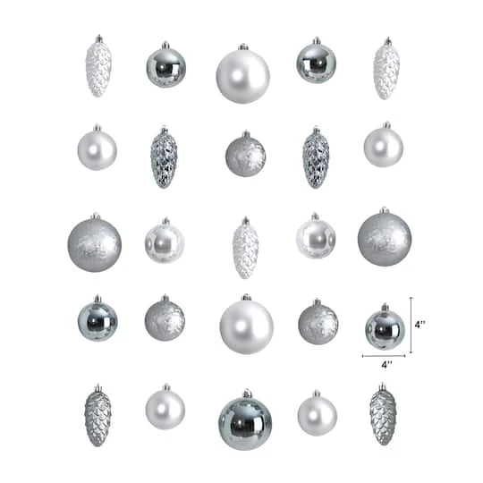 23ct. Silver Shatterproof Lux Christmas Ornament Set 5 23ct. Silver Shatterproof Lux Christmas Ornament Set - Image 3