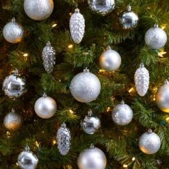 23ct. Silver Shatterproof Lux Christmas Ornament Set 13 23ct. Silver Shatterproof Lux Christmas Ornament Set -Holiday Glow D479034S 5
