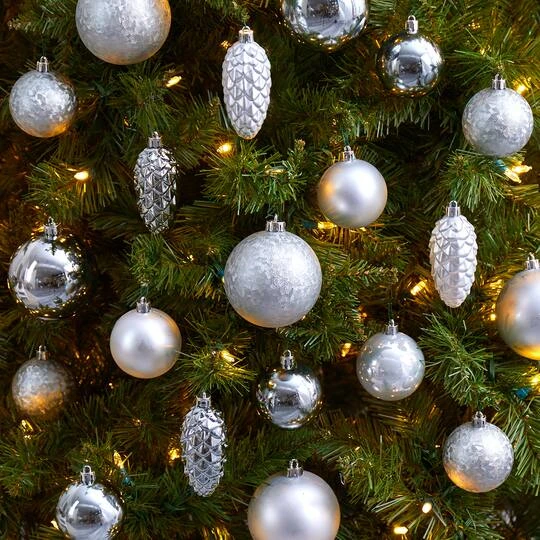 23ct. Silver Shatterproof Lux Christmas Ornament Set 8 23ct. Silver Shatterproof Lux Christmas Ornament Set - Image 6