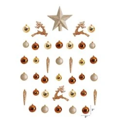 40ct. Gold Shatterproof Lux Christmas Ornament Set -Holiday Glow D479035S 2