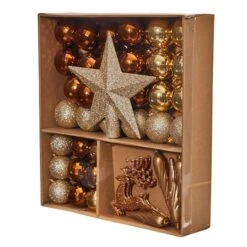 40ct. Gold Shatterproof Lux Christmas Ornament Set -Holiday Glow D479035S 4