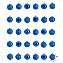 30ct. 2.5" Blue Shatterproof Christmas Ornaments 9 30ct. 2.5" Blue Shatterproof Christmas Ornaments -Holiday Glow D479036S 2