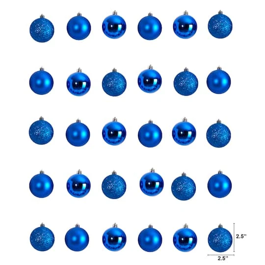 30ct. 2.5" Blue Shatterproof Christmas Ornaments 5 30ct. 2.5" Blue Shatterproof Christmas Ornaments - Image 3