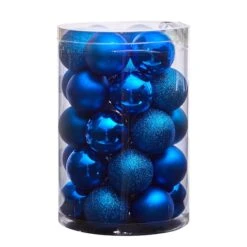 30ct. 2.5" Blue Shatterproof Christmas Ornaments 10 30ct. 2.5" Blue Shatterproof Christmas Ornaments -Holiday Glow D479036S 3