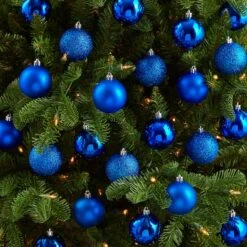 30ct. 2.5" Blue Shatterproof Christmas Ornaments 11 30ct. 2.5" Blue Shatterproof Christmas Ornaments -Holiday Glow D479036S 4