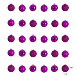 30ct. 2.5" Pink Shatterproof Christmas Ornaments 9 30ct. 2.5" Pink Shatterproof Christmas Ornaments -Holiday Glow D479038S 2