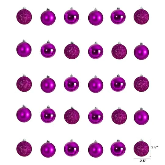 30ct. 2.5" Pink Shatterproof Christmas Ornaments 5 30ct. 2.5" Pink Shatterproof Christmas Ornaments - Image 3