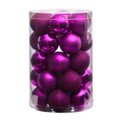 30ct. 2.5" Pink Shatterproof Christmas Ornaments 10 30ct. 2.5" Pink Shatterproof Christmas Ornaments -Holiday Glow D479038S 3