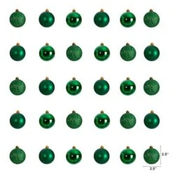 30ct. 2.5" Green Shatterproof Christmas Ornaments -Holiday Glow D479039S 2