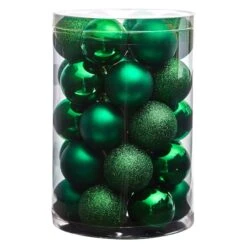 30ct. 2.5" Green Shatterproof Christmas Ornaments -Holiday Glow D479039S 3
