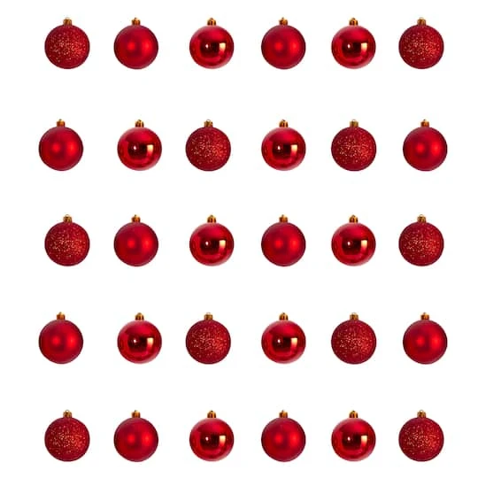 30ct. 2.5" Red Shatterproof Christmas Ornaments 3 30ct. 2.5" Red Shatterproof Christmas Ornaments