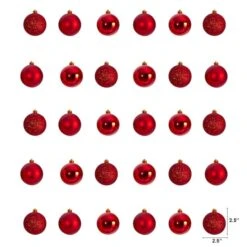 30ct. 2.5" Red Shatterproof Christmas Ornaments 9 30ct. 2.5" Red Shatterproof Christmas Ornaments -Holiday Glow D479040S 2