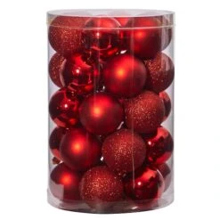 30ct. 2.5" Red Shatterproof Christmas Ornaments 10 30ct. 2.5" Red Shatterproof Christmas Ornaments -Holiday Glow D479040S 3